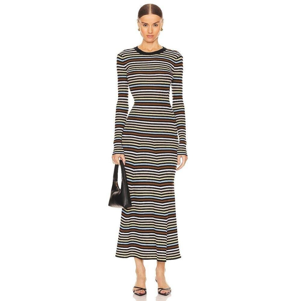 NWT Ronny Kobo Icarus Knit Dress Women Small Multi New Striped Ribbed Maxi
